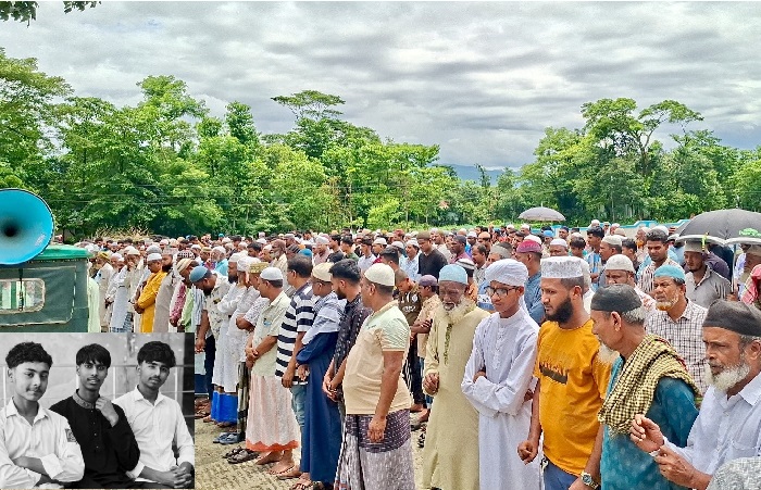 একসাথে সমাহিত তিন বন্ধু, শোকে স্তব্ধ গোয়াইনঘাট